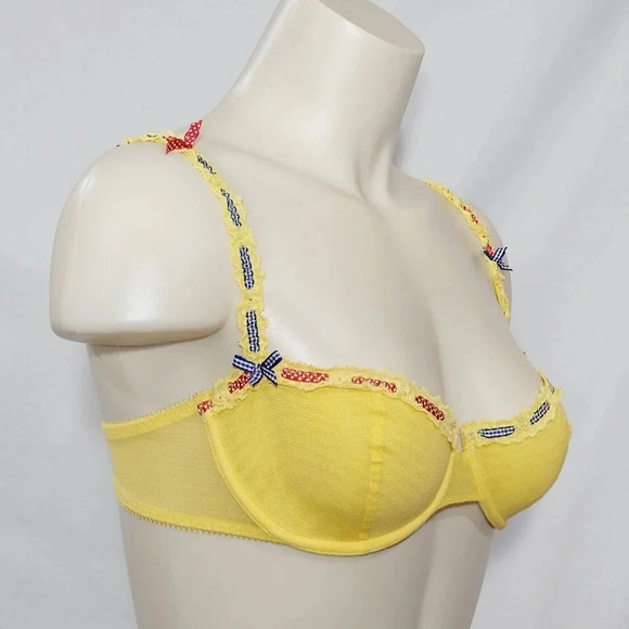 Verdissima Semi Sheer Mesh Balconette Underwire Bra SIZE 36 Yellow (No cup size - Picture 2 of 5